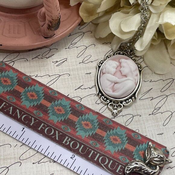 Silver Pink New MOM Heart Wedding Party Jewelry White Mothers Day necklace Cameo - Picture 6 of 9